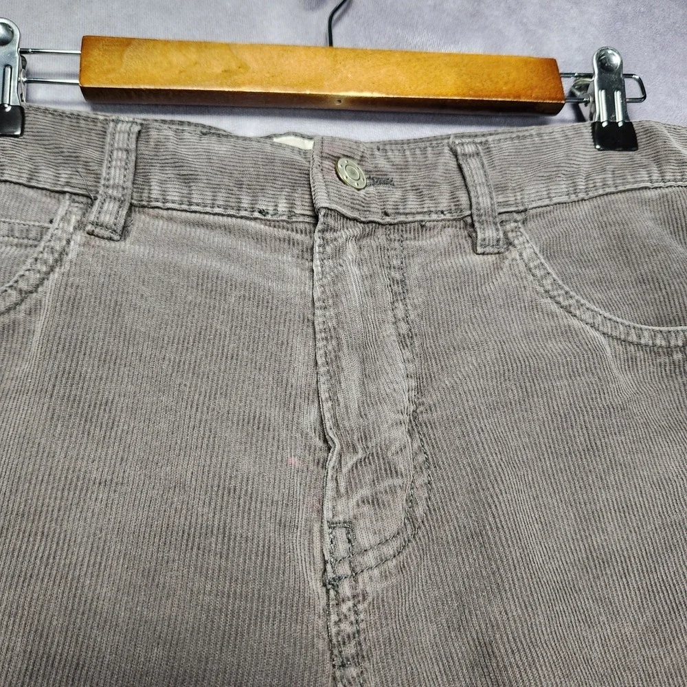 St Johns Bay Mens Gray Brown‎ Corduroy Pants 34x25 Hemmed Straight Leg Cotton